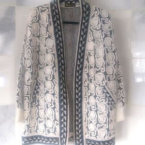Gee Gee Angora Cardigan White Black Women Large